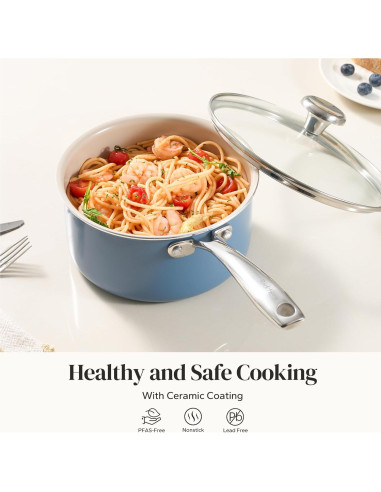 Cacerola de Cerámica Antiadherente Redchef 3.5QT Azul