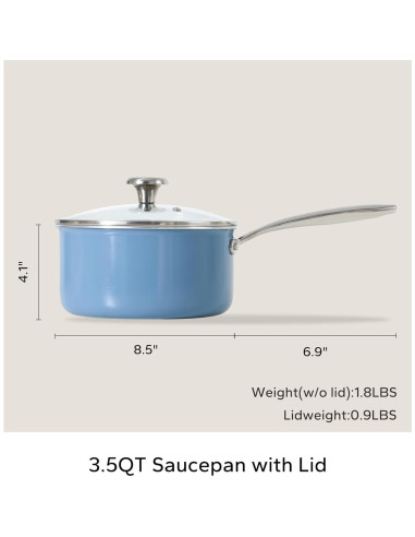 Cacerola de Cerámica Antiadherente Redchef 3.5QT Azul