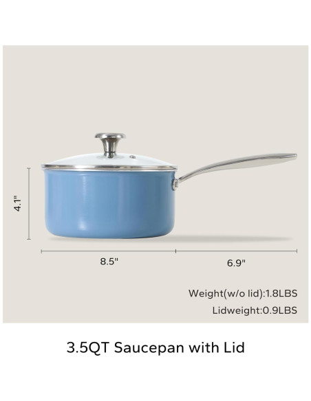 Cacerola de Cerámica Antiadherente Redchef 3.5QT Azul