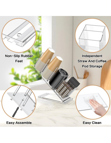 Soporte Organizador de Tazas de Acrílico iMMDOKIN 5 Compartimentos