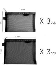 Juego de 6 Bolsas Cosméticas Transparentes Topfinder - Estuche de Maquillaje y Aseo 2