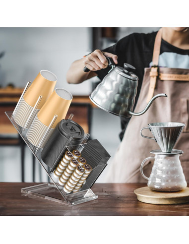 Soporte Organizador de Tazas de Acrílico iMMDOKIN 5 Compartimentos