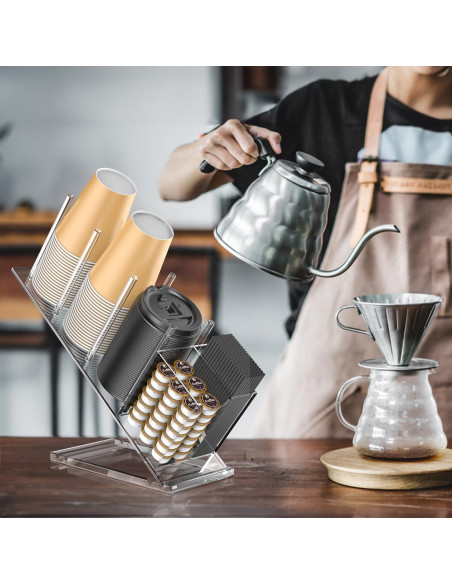 Soporte Organizador de Tazas de Acrílico iMMDOKIN 5 Compartimentos Soporte Organizador de Tazas de Acrílico iMMDOKIN 5 Compartimentos