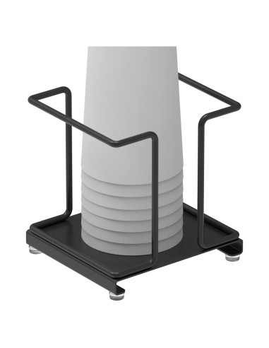 Dispensador de Tazas de Papel Adorila Metal Negro 10cm Antideslizante