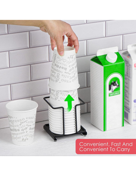 Dispensador de Tazas de Papel Adorila Metal Negro 10cm Antideslizante