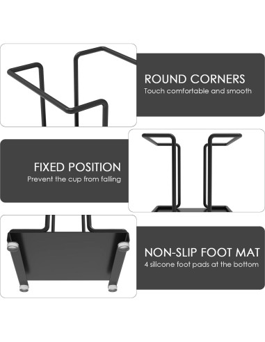 Dispensador de Tazas de Papel Adorila Metal Negro 10cm Antideslizante