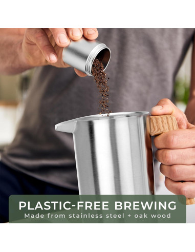 Prensa Francesa WALDWERK 1000 ml - Cafetera Acero Inoxidable Doble Pared