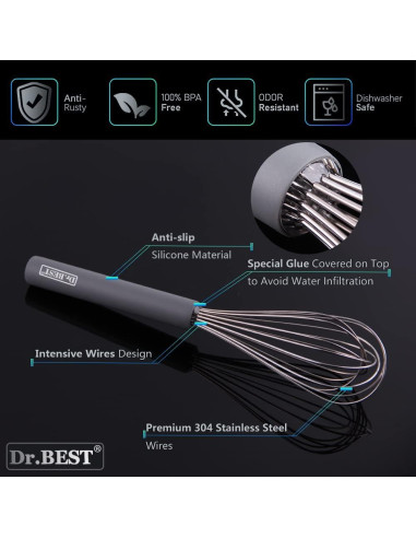 Batidor de Huevos Dr.Best Acero Inoxidable 26.7cm Gris