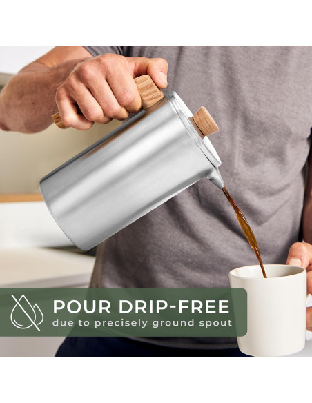 Prensa Francesa WALDWERK 1000 ml - Cafetera Acero Inoxidable Doble Pared