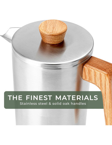 Prensa Francesa WALDWERK 1000 ml - Cafetera Acero Inoxidable Doble Pared