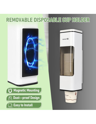 Dispensador de Tazas de Papel Magnético Penwlled Blanco 29.46 cm