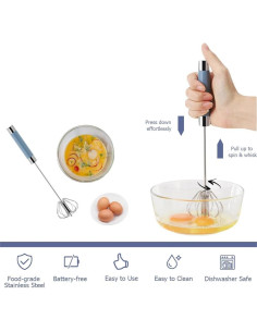 Paquete de 2 Batidores Semiautomáticos Avykalox de Acero Inoxidable 2
