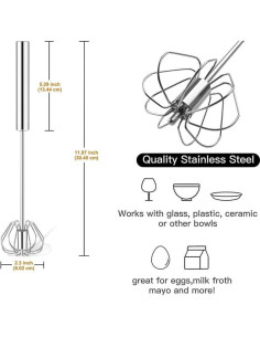 Batidor de Huevo Semi-Automático Howpinzz 30.48cm Acero Inoxidable 2