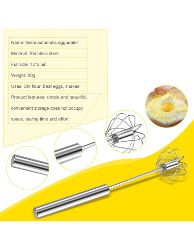 Batidor de Huevos Dmikcav de Acero Inoxidable 30.48 cm