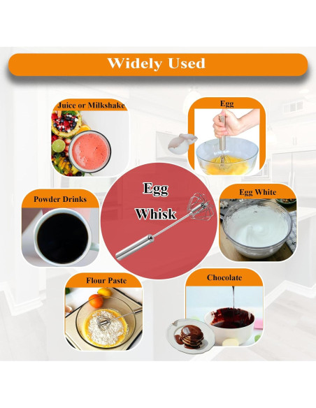 Batidor de Huevos Semi Automático Mzrnfcyk 25.4cm Acero Inoxidable