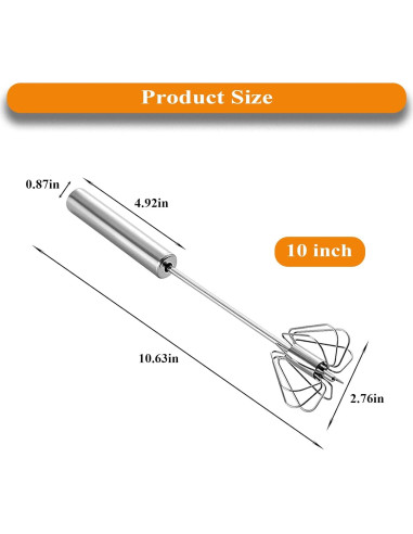 Batidor de Huevos Semi Automático Mzrnfcyk 25.4cm Acero Inoxidable