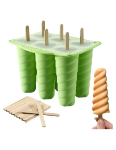 Molde de Paletas de Silicona AUDFA 6 Cavidades con 20 Palitos