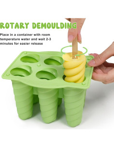 Molde de Paletas de Silicona AUDFA 6 Cavidades con 20 Palitos 2