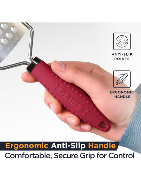 Rallador de Queso Deiss PRO - Acero Inoxidable, Mango Antideslizante