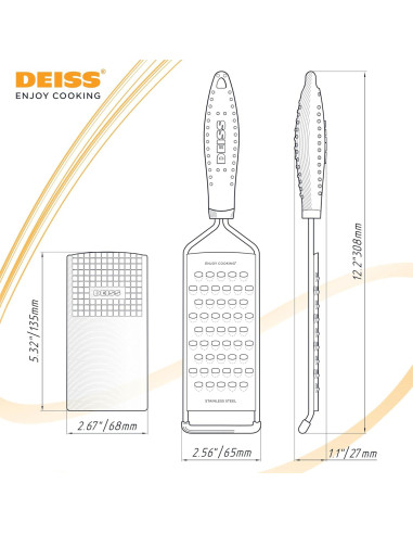 Rallador de Queso Deiss PRO - Acero Inoxidable, Mango Antideslizante