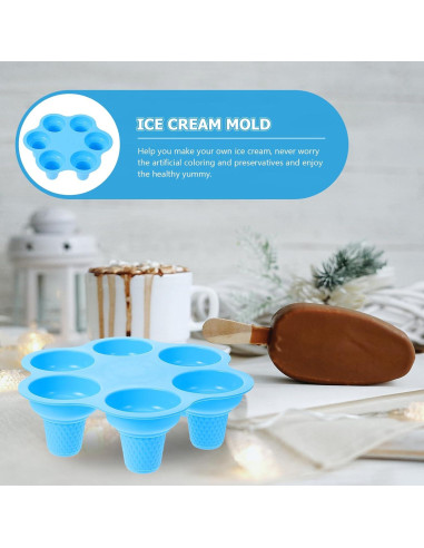 Molde de Silicona Hemoton para Helados en Cono 6 Cavidades