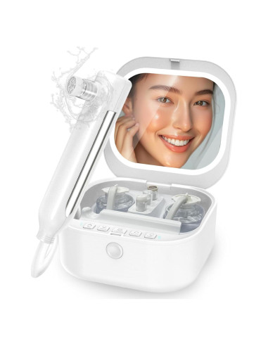 Máquina de Microdermoabrasión 4-en-1 kingdo - Exfoliador, Aspiradora de Poros, Nebulizador y Espejo LED