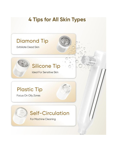 Máquina de Microdermoabrasión 4-en-1 kingdo - Exfoliador, Aspiradora de Poros, Nebulizador y Espejo LED
