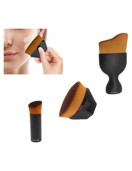 Set de Brochas de Maquillaje XUFAN - 3 Piezas para Base y Corrector