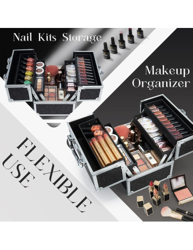 Estuche de Maquillaje Portátil Frenessa Negro 22.5x16x17 cm