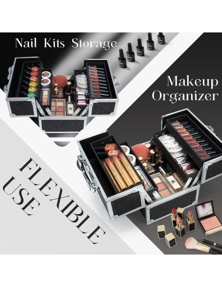 Estuche de Maquillaje Portátil Frenessa Negro 22.5x16x17 cm Estuche de Maquillaje Portátil Frenessa Negro 22.5x16x17 cm