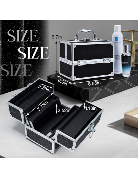 Estuche de Maquillaje Portátil Frenessa Negro 22.5x16x17 cm Estuche de Maquillaje Portátil Frenessa Negro 22.5x16x17 cm
