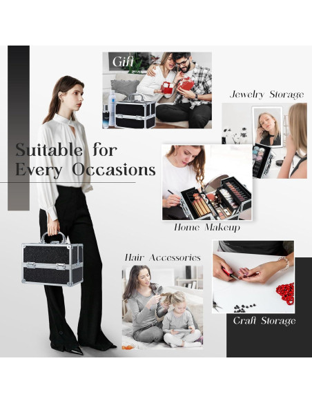 Estuche de Maquillaje Portátil Frenessa Negro 22.5x16x17 cm Estuche de Maquillaje Portátil Frenessa Negro 22.5x16x17 cm