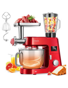 VIVOHOME Mezclador de Pie 9 en 1 7.5L Rojo Multifuncional