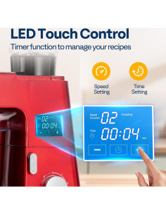 VIVOHOME Mezclador de Pie 9 en 1 7.5L Rojo Multifuncional 2