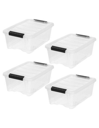 Bins de Almacenamiento IRIS USA 4-Pack 12.3L Apilables