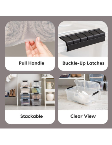 Bins de Almacenamiento IRIS USA 4-Pack 12.3L Apilables