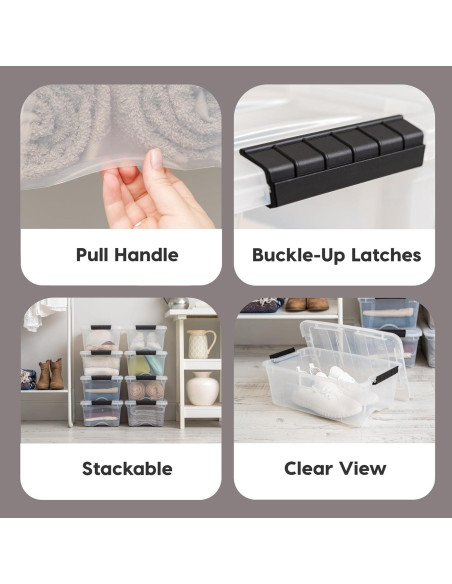 Bins de Almacenamiento IRIS USA 4-Pack 12.3L Apilables