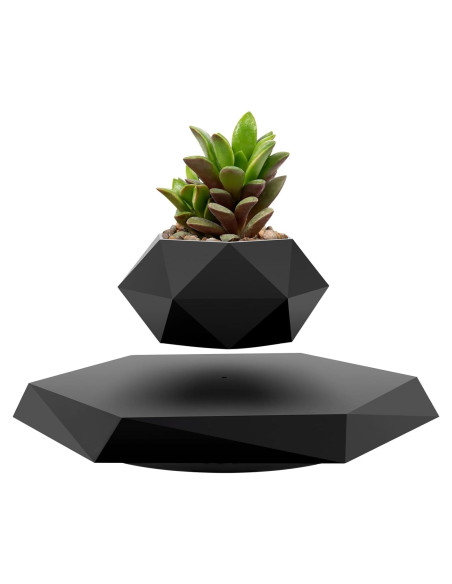 Maceta Flotante Ltwil Hexagonal Negra con Levitación Magnética