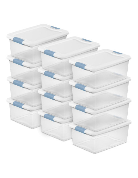 Caja de Almacenamiento Sterilite 15 Qt - Paquete de 12, Plástico Transparente