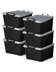Contenedores de Almacenamiento Historia de Vida 6-Pack 52L Negro/Gris
