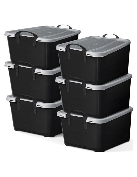 Contenedores de Almacenamiento Historia de Vida 6-Pack 52L Negro/Gris