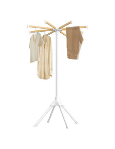 Estante para Secar Ropa SONGMICS Plegable de Bambú y Metal 146 cm