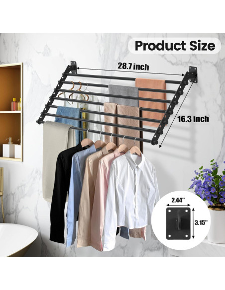 Estante Plegable para Secar Ropa Scisum 76 cm Montaje en Pared