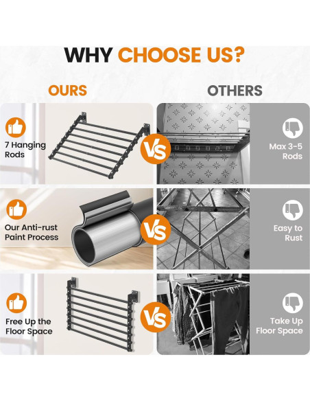 Estante Plegable para Secar Ropa Scisum 76 cm Montaje en Pared