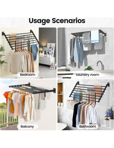 Estante Plegable para Secar Ropa Scisum 76 cm Montaje en Pared