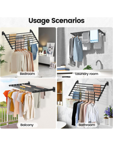 Estante Plegable para Secar Ropa Scisum 76 cm Montaje en Pared