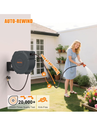 Carrete de Manguera de Jardín Retráctil NEOTEC 19 mm x 27.43 m