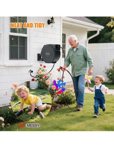 Carrete de Manguera de Jardín Retráctil NEOTEC 19 mm x 27.43 m