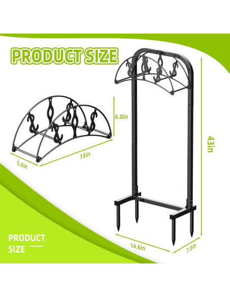 Soporte para Manguera de Jardín WiwiIron Metal 4 Picos 45.72m