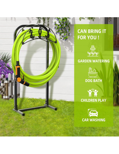 Soporte para Manguera de Jardín WiwiIron Metal 4 Picos 45.72m